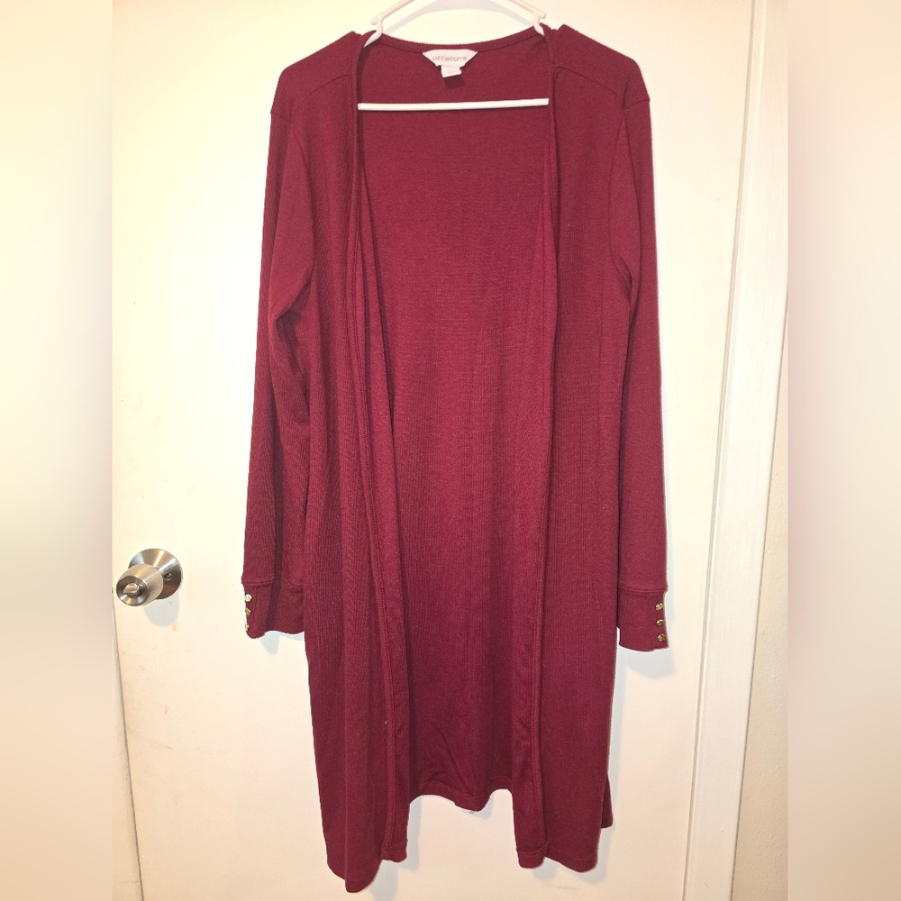 Liz Claiborne Burgundy Duster Cardigan - Size L